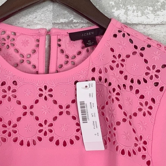 NWT J. Crew Laser Cut Eyelet Shift Dress 365 Crepe - Picture 7 of 9